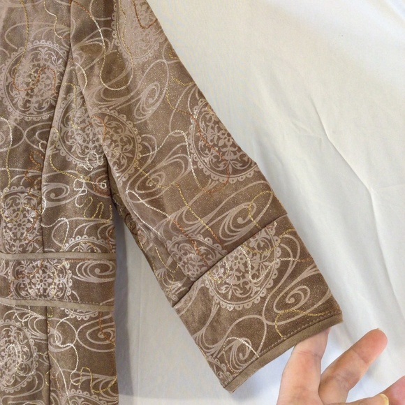 coldwater creek womens embroidered jacket brown size 12P casual boho earthy glam - Picture 5 of 11